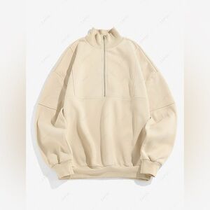 ZAFUL High Neck Half Zipper Pullover cream Sweatshirt size medium NWOT
